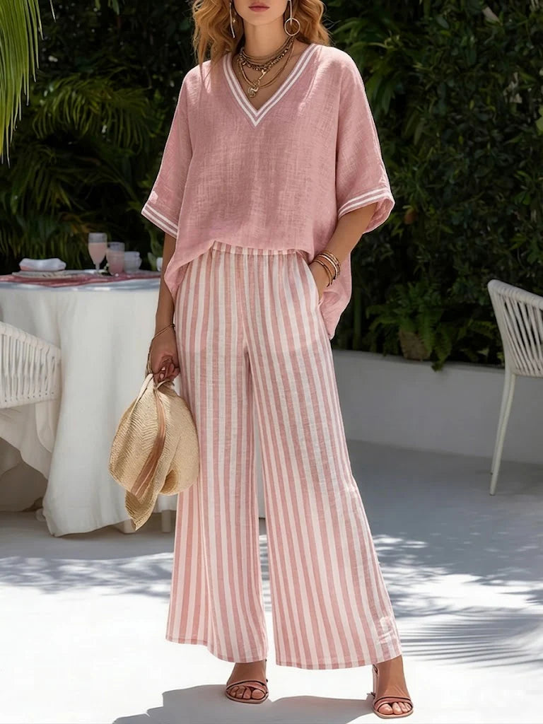 Completo Lino Estivo Donna Righe