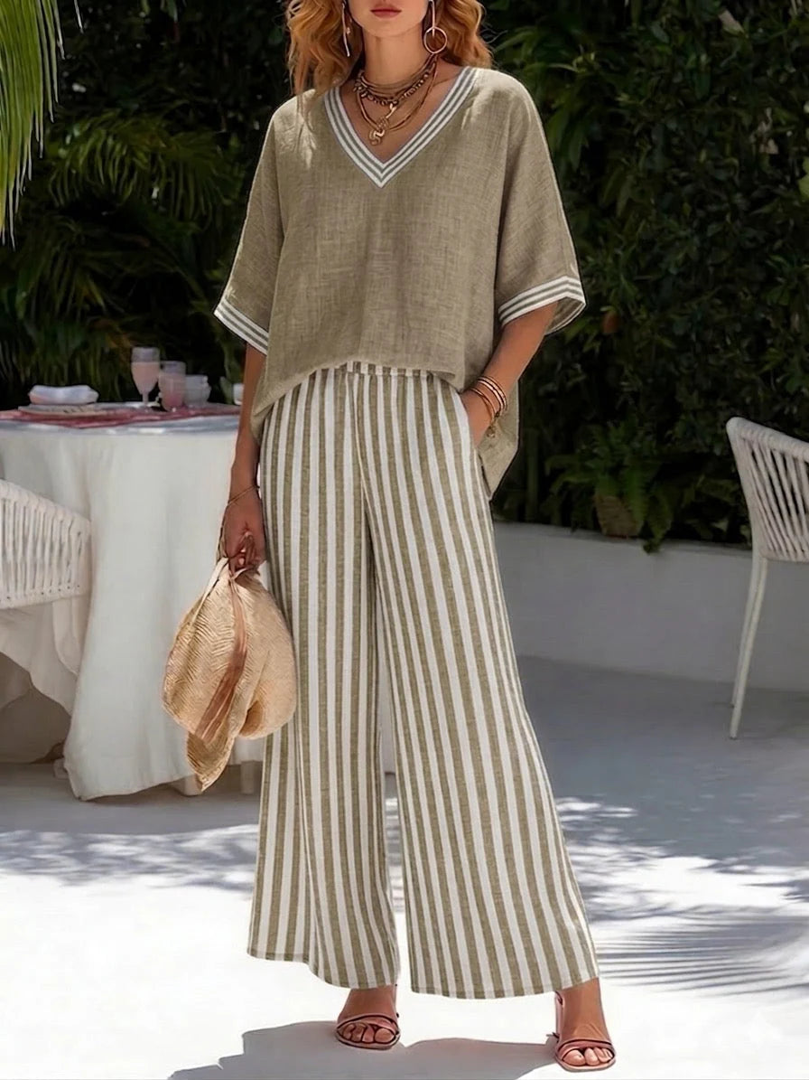 Completo Lino Estivo Donna Righe